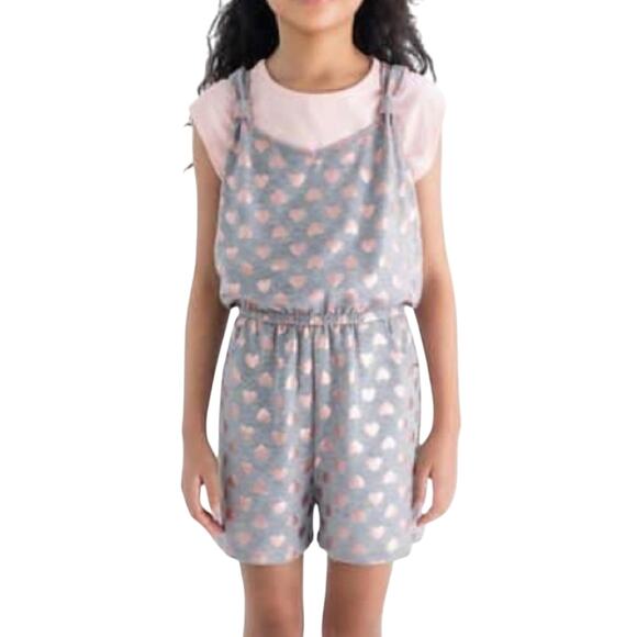 US Angels Girl’s Romper Jumpsuit Top Set Gray Pink Size Large NWT - Picture 3 of 5